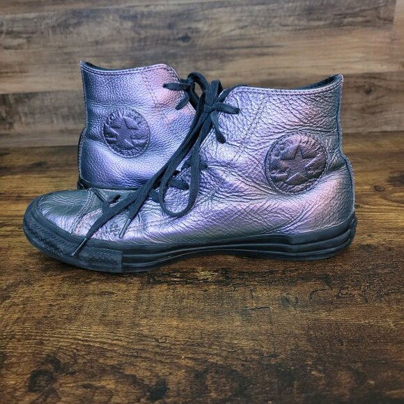 Converse CTAS Iridescent Metallic Violet Hi Sneakers Size 7 Streetwear - Picture 2 of 14